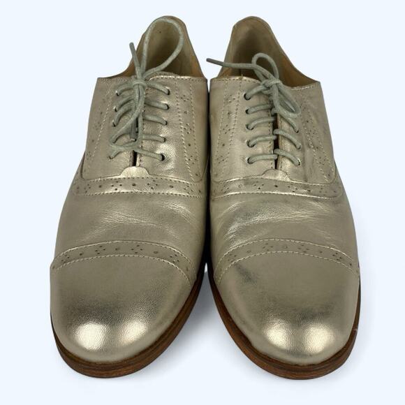 Cole Haan Brushed Gold Leather Oxfords Women's Size 7.5 - Picture 6 of 8
